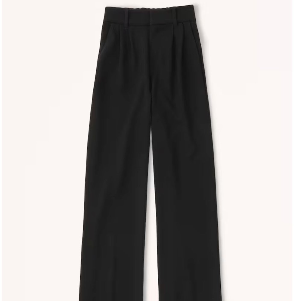 Abercrombie & Fitch Wide Leg Tailored Trousers - Black - Medium